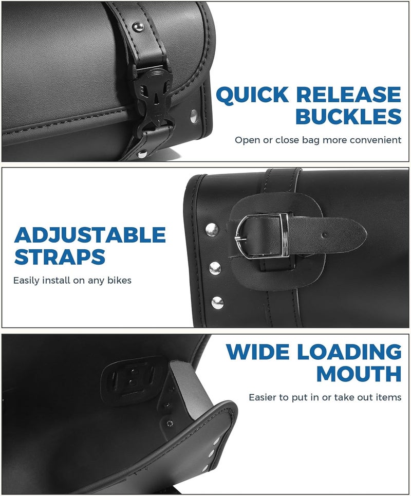 UBOG Motorcycle Handlebar Bag,Car Accessories Motorcycle Tool Bag,Pu Leather Motorcycles Fork Bag,Autobikes Side Bag with Straps,Motorcycles Bag,Autobike Storage Bag,Suitable for Most Autobike - Image 5